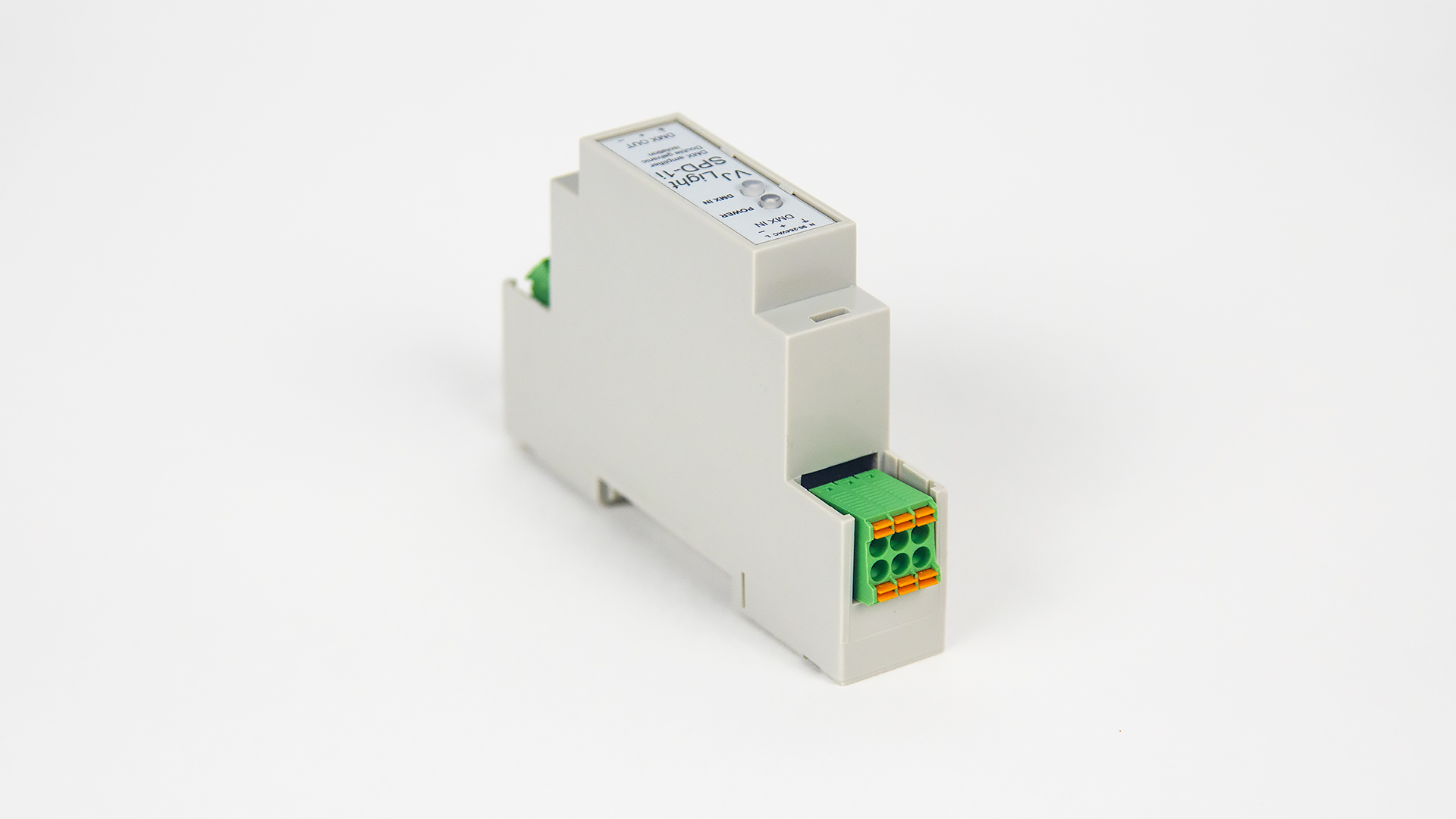 VJLight SPD-1i - усилитель DMX сигнала на DIN рейку с двойной гальванической развязкой и индикаторами.