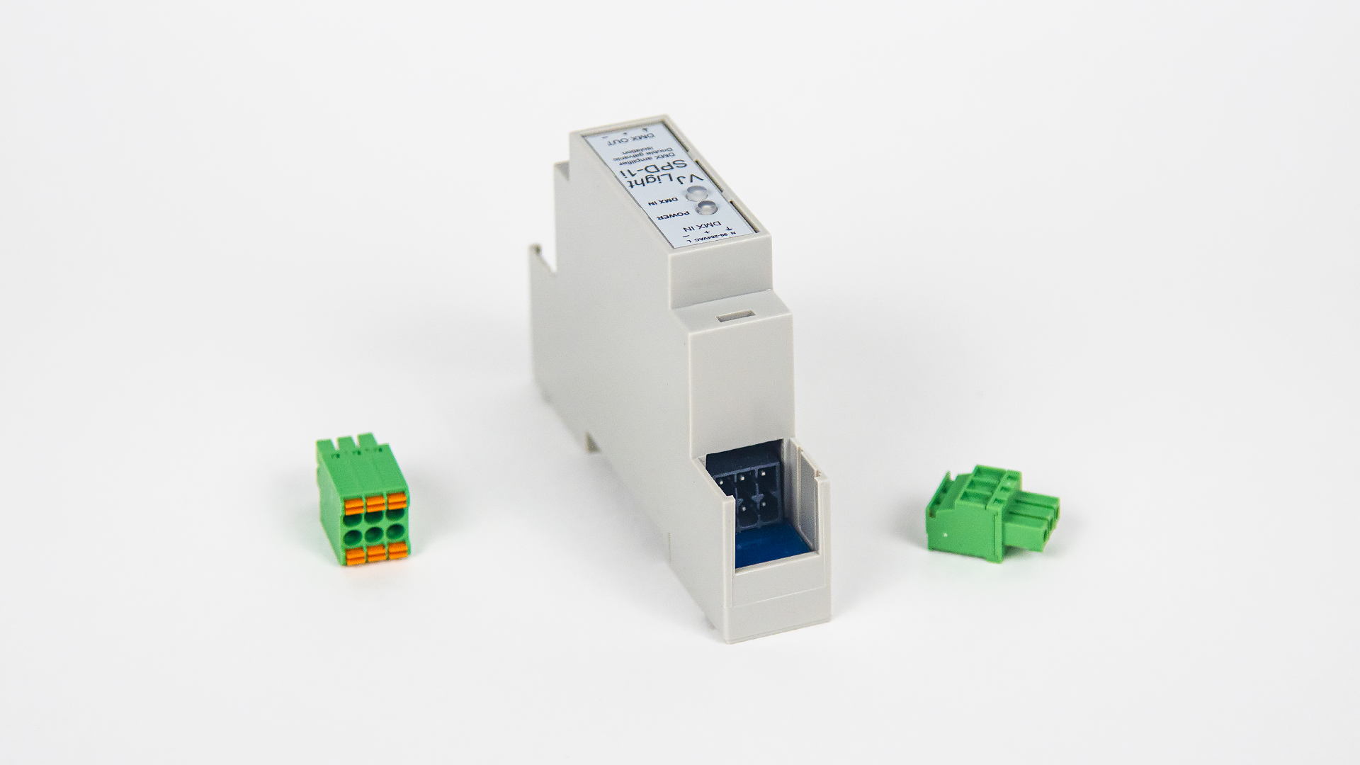 VJLight SPD-1i - усилитель DMX сигнала на DIN рейку с двойной гальванической развязкой и индикаторами.