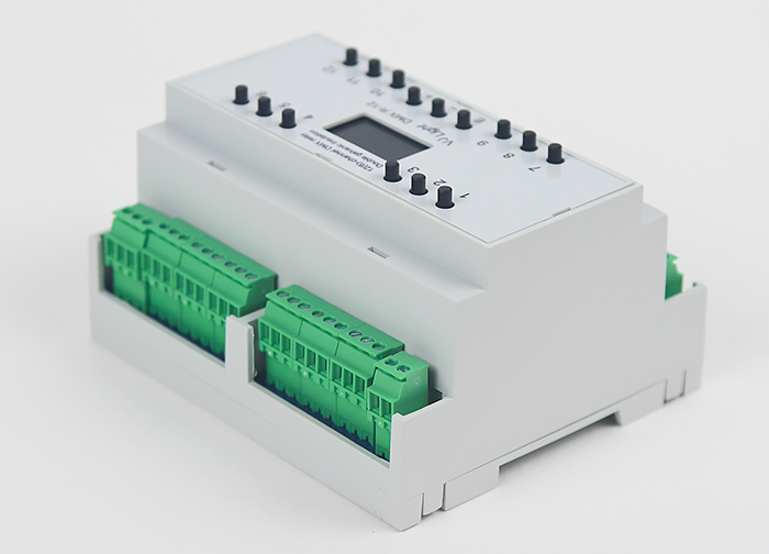 DMX реле 12/6 каналов на DIN рейку с двойной гальванической развязкой VJLight DMX R-12