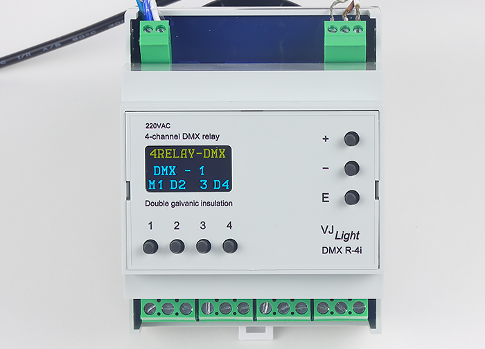 DMX реле 4 канала на DIN рейку VJLight DMX R-4i