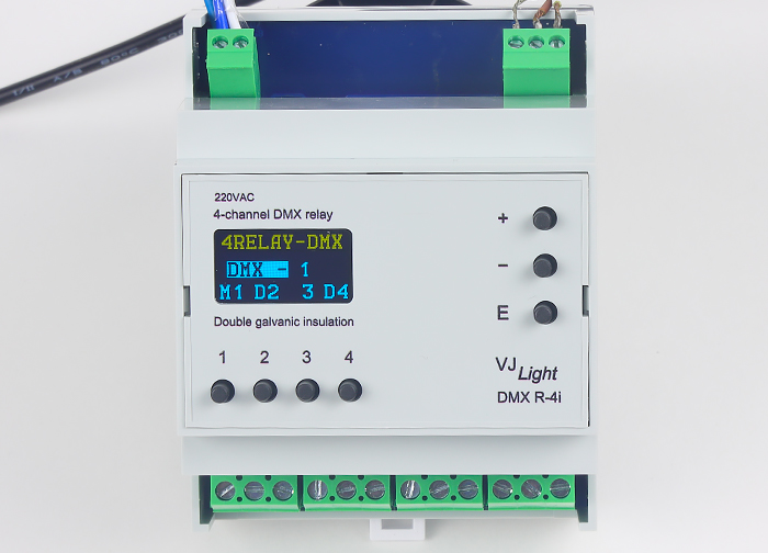 DMX реле 4 канала на DIN рейку VJLight DMX R-4i