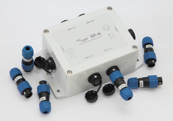 VJLight-SP-4i - IP68 (IP67) DMX сплиттер-усилитель 4 выхода с двойной гальванической развязкой и индикаторами