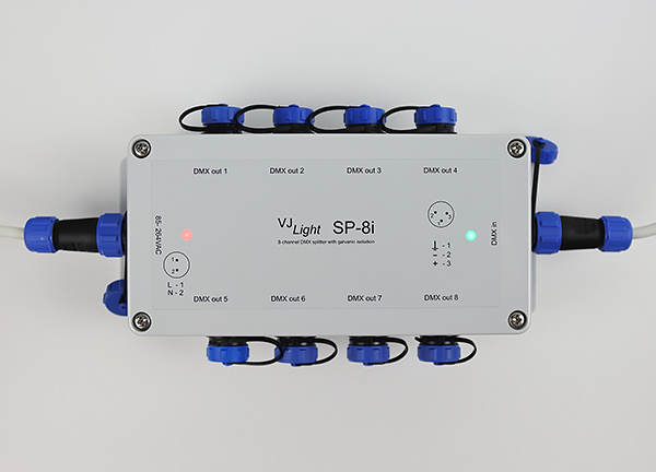 IP68 DMX сплиттер-усилитель свободного крепления с двойной гальванической развязкой &quot;VJLight SP-6i&quot;.