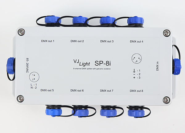 IP68 DMX сплиттер-усилитель свободного крепления с двойной гальванической развязкой &quot;VJLight SP-6i&quot;